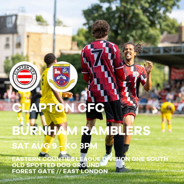 Clapton Community FC vs Burnham Ramblers takes place on Saturday, August 9 2025 with a 3pm kick off at the Old Spotted Dog Ground, 212 Upton Lane, Forest Gate, East London, E7 9NP.

