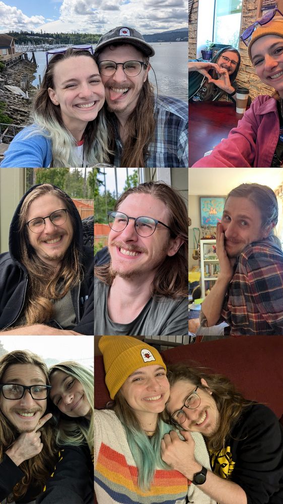A collage of seven selfies and photos of DaFoool and peyerate throughout the years.