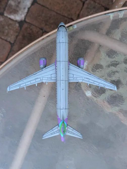 Completed Airbus model kit from the top