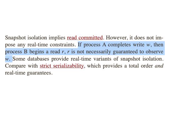 https://jepsen.io/consistency/models/snapshot-isolation