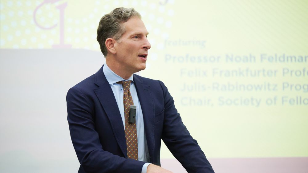 Prof. Noah Feldman speaking at Mondale Hall
