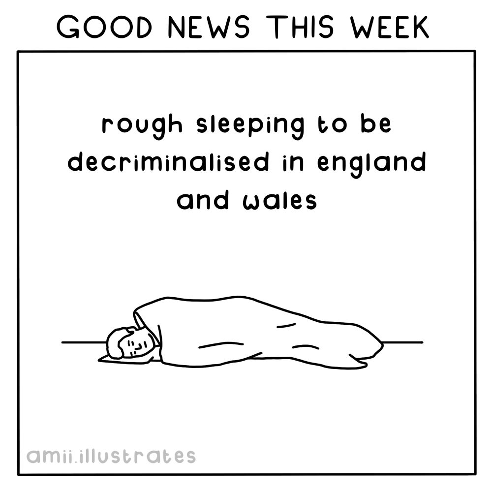 GOOD NEWS THIS WEEK
rough sleeping to be decriminalised in england and wales
amii.illustrates