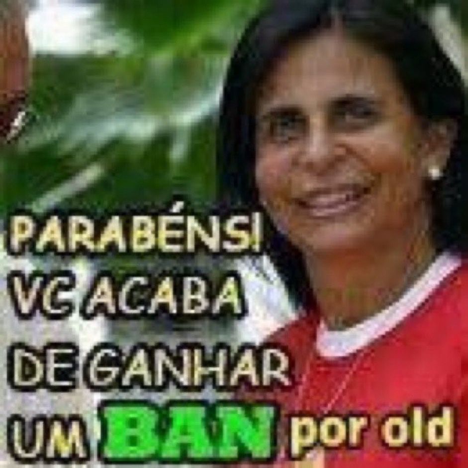 Foto da Gretchen escrito “parabéns! Vc acaba de ganhar um ban por old”