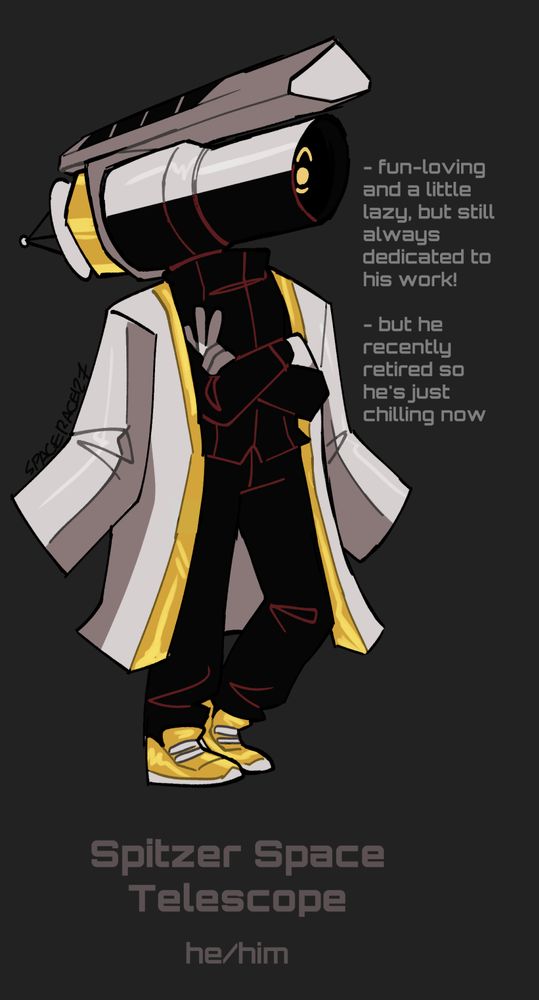 Spitzer from the first image of the thread. His extra info is:
"- fun-loving and a little lazy, but still always dedicated to his work!
- but he recently retired so he's just chilling now"