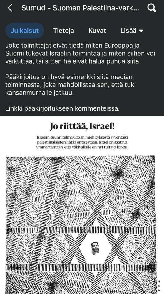 ”Joko toimittajat eivät tiedä miten Eurooppa ja Suomi tukevat Israelin toimintaa ja miten siihen voi vaikuttaa, tai sitten he eivät halua puhua siitä.

Pääkirjoitus on hyvä esimerkki siitä median toiminnasta, joka mahdollistaa sen, että tuki kansanmurhalle jatkuu.

Linkki pääkirjoitukseen kommenteissa.”