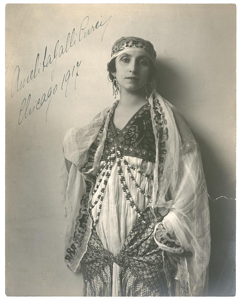 Amelita Galli-Curci standing in costume | Photo is signed and dated Chicago, 1917