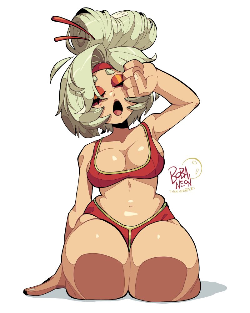 Drawing of Purah from The Legend Of Zelda yawning in underwear

Made on Clip Studio