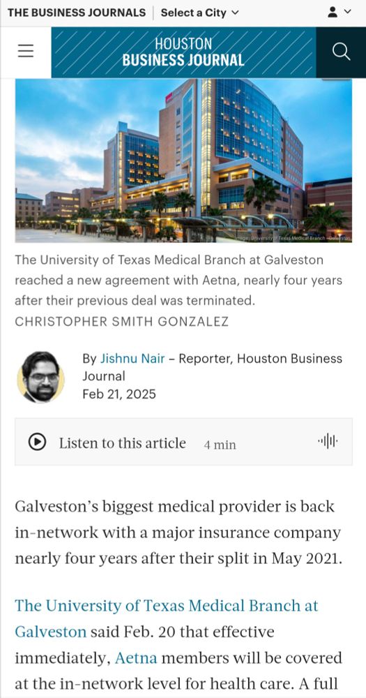 Galveston’s biggest medical provider is back in-network with a major insurance company nearly four years after their split in May 2021.

The University of Texas Medical Branch at Galveston said Feb. 20 that effective immediately, Aetna members will be covered at the in-network level for health care.