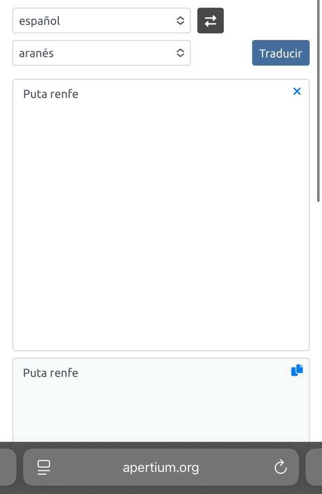 Análogo con traducción castellano-aranes, traducción de ‘apertium.org’