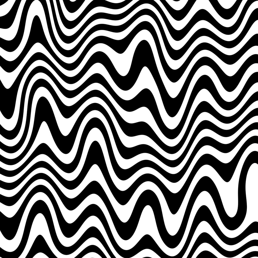 Algorithmic art made of distorted black and white wavy lines