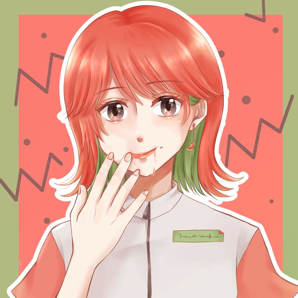 2024年に描き直したスイカモチーフの女の子のイラスト