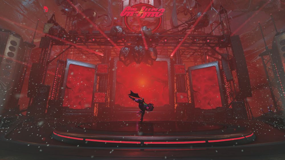 Saryn dancing on the Technocyte Coda stage. 