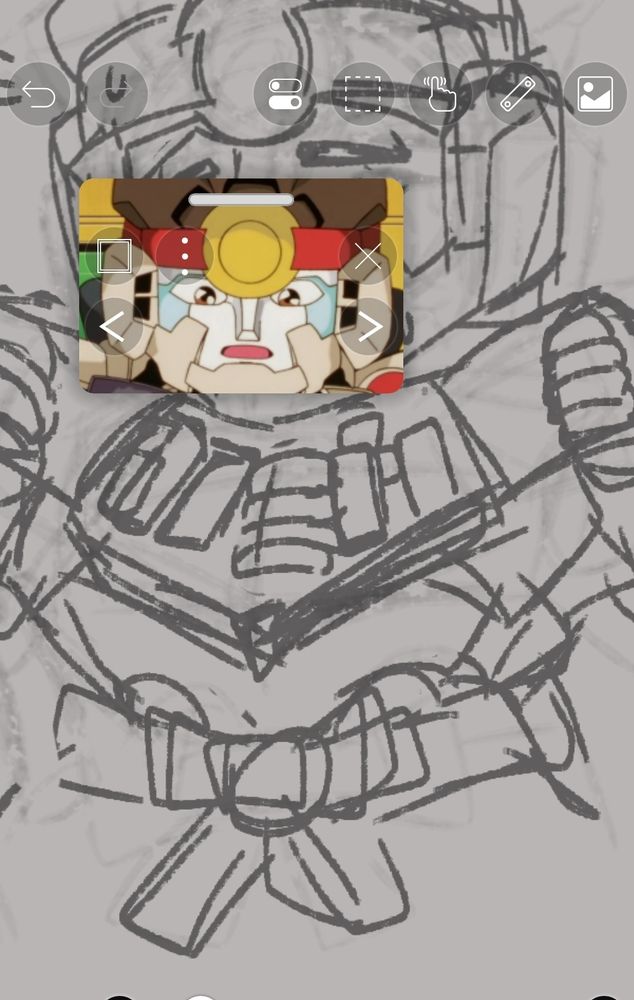 Mini cómic WIP. Ryuuken suggestive sketch, and ryuuken reference in the top left of the canvas 