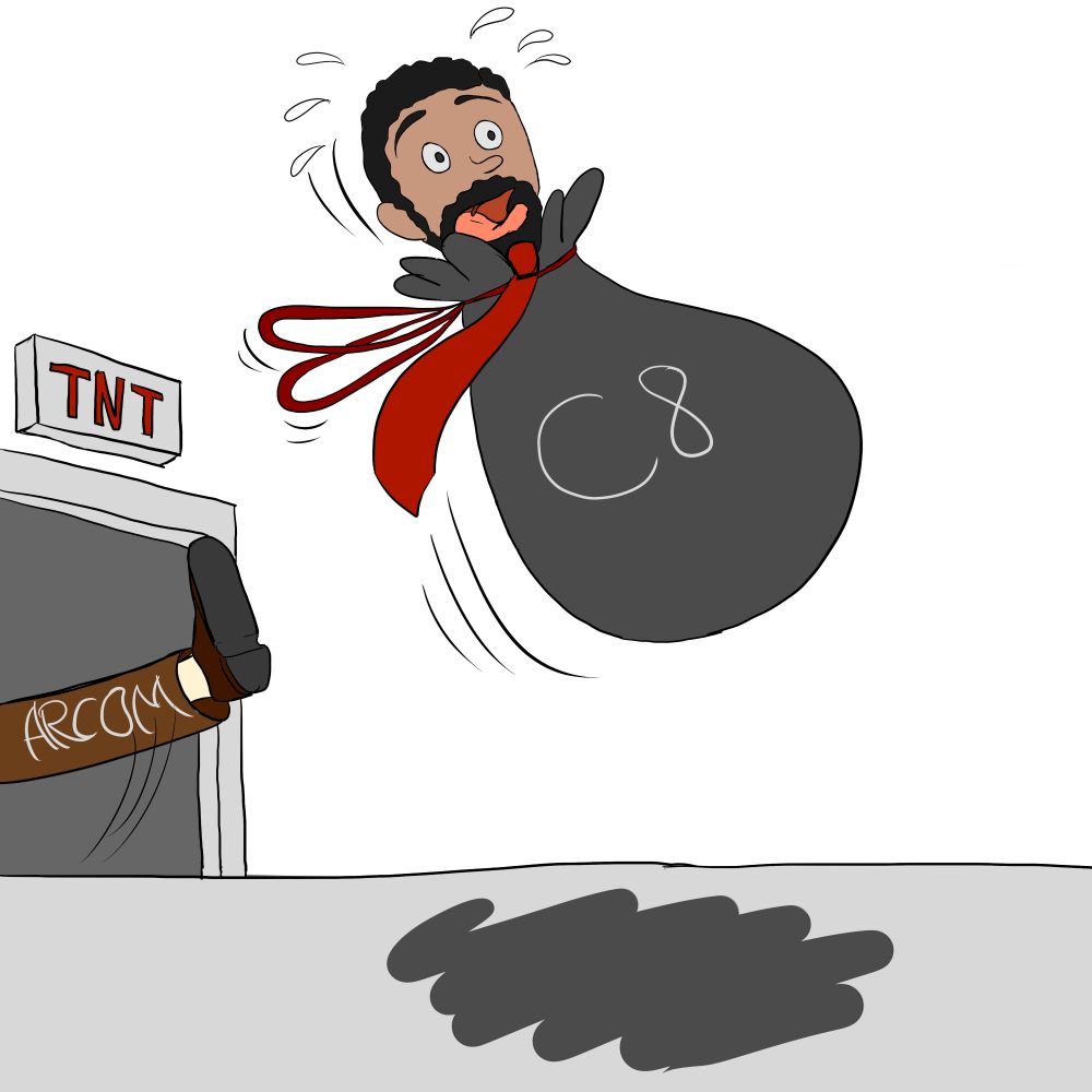 Hanouna emballé dans un sac poubelle C8 qui se fait dégager de la TNT grands coups de pieds au cul par l'ARCOM