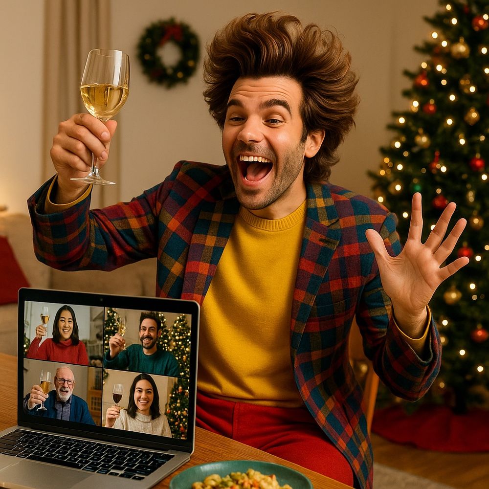 A Zoom toast where half the family toasted in different time zones (and languages)