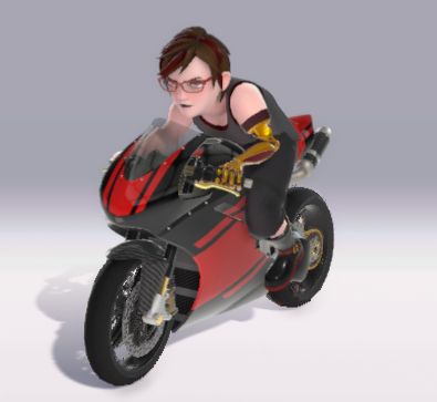 Elysir on a Motorcycle, thinking she's Shadow the Hedehog