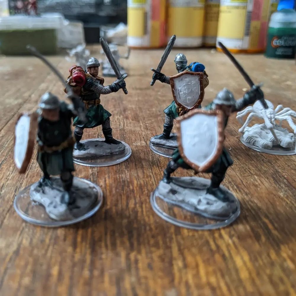 Wizkids Pathfinder Battles minis of Infantry soldiers painted with Citadel Contrast colours
