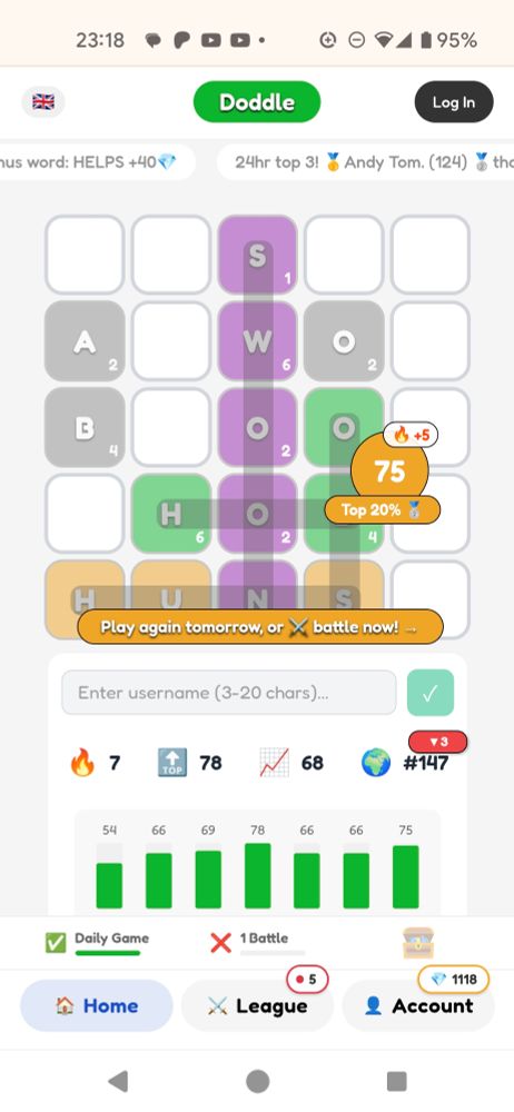 Doddle board for today 