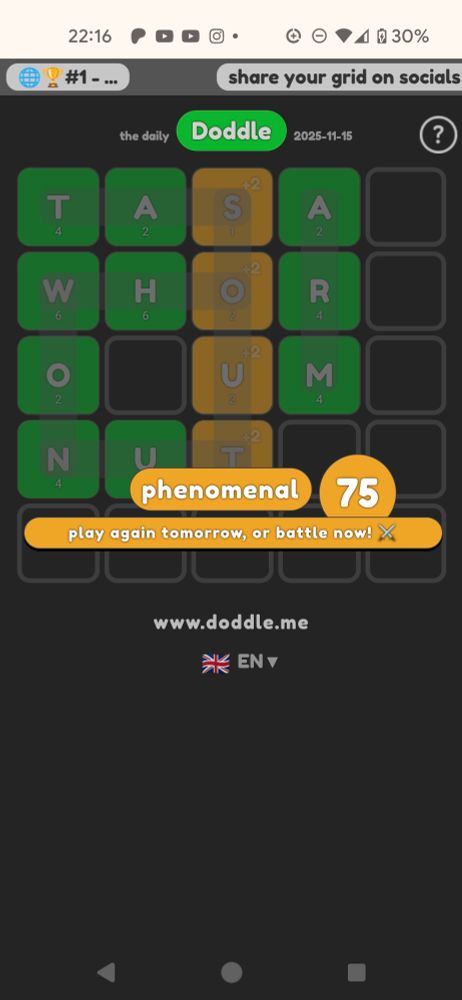 Doddle board for today 