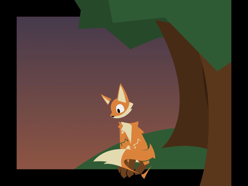 vector art of a fox looking at its tail