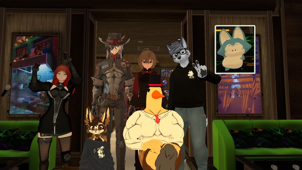 Photo of a group in the VRChat karaoke world
