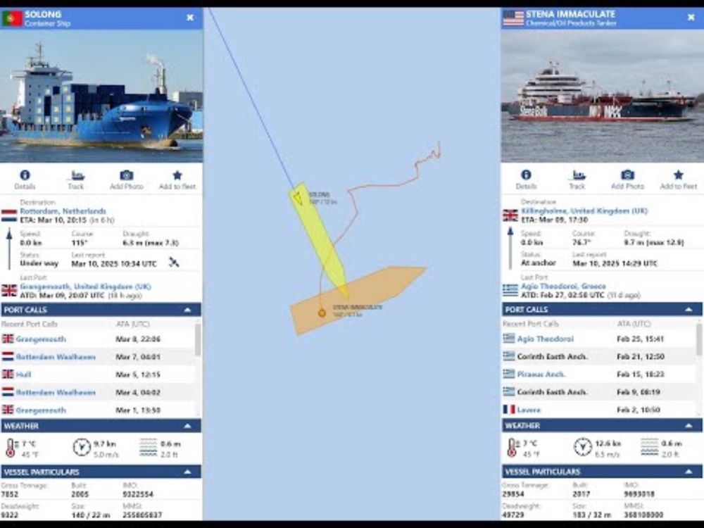 Container ship SOLONG collision with anchored Oil Tanker STENA IMMACULATE off the UK coast
