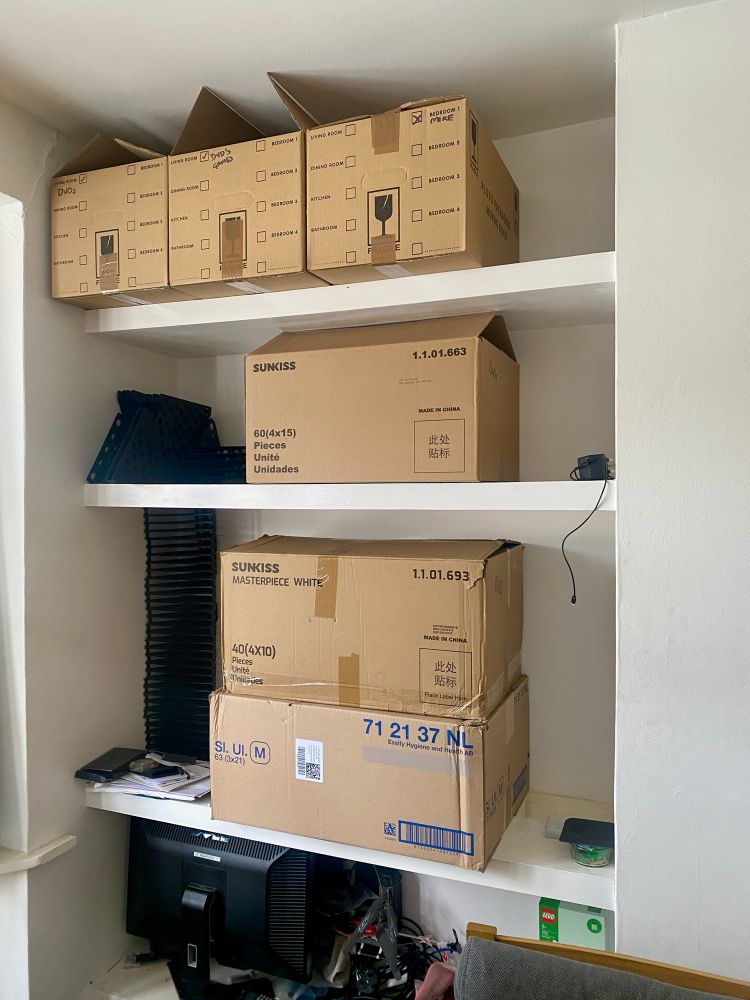 Boxes packed and stacked ready for moving house.