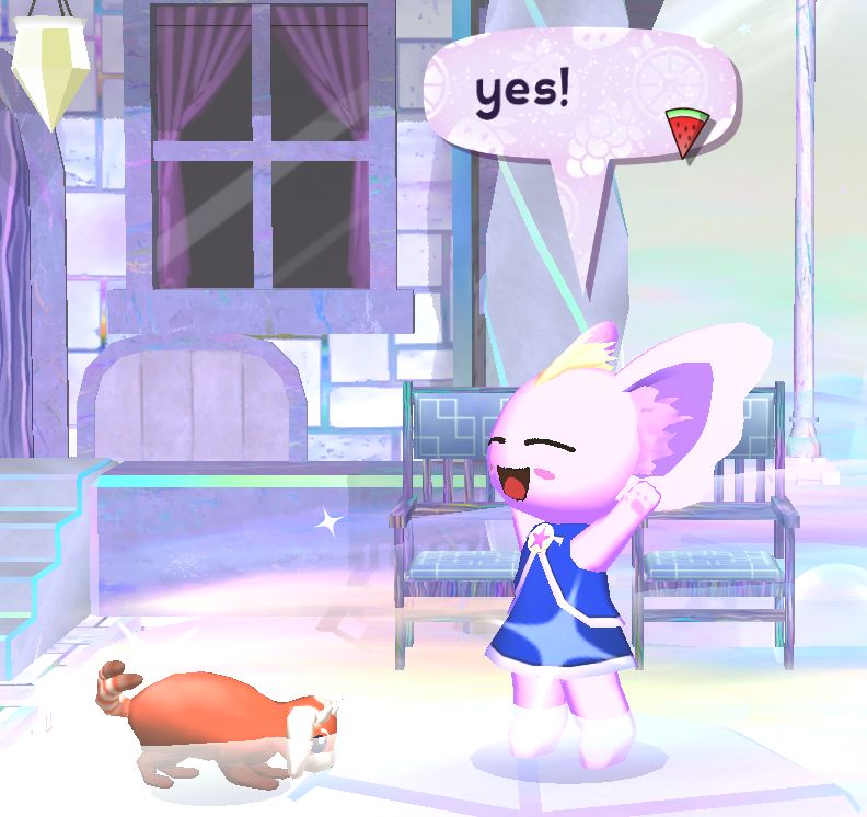 Cleru from Sunfluffs exclaiming "yes!"
