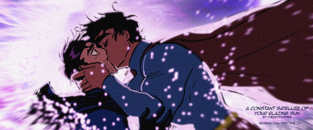 Clark kisses an alternate Bruce passionately as he's about to return to his home universe through a portal.
