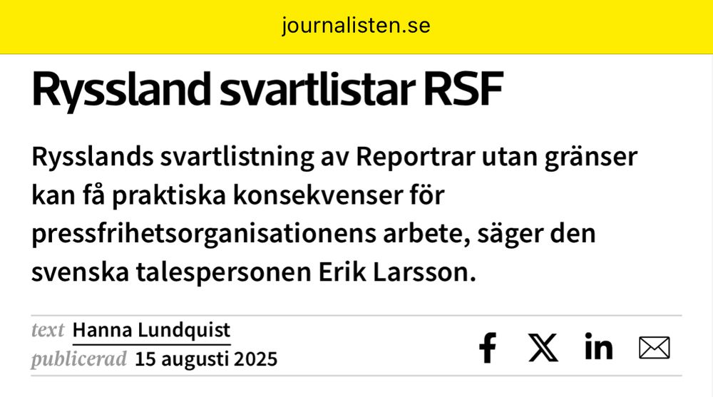 Ryssland svartlistar RSF (Reportrar utan gränser)