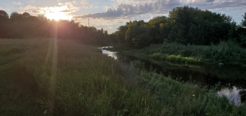 Skunk Creek during a midwestern summer sunset. 