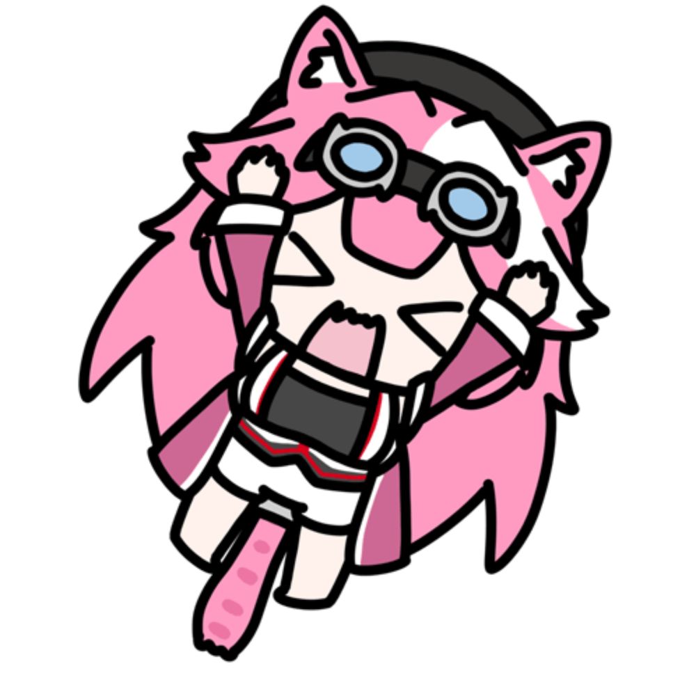 a cartoon of a girl with pink hair and goggles