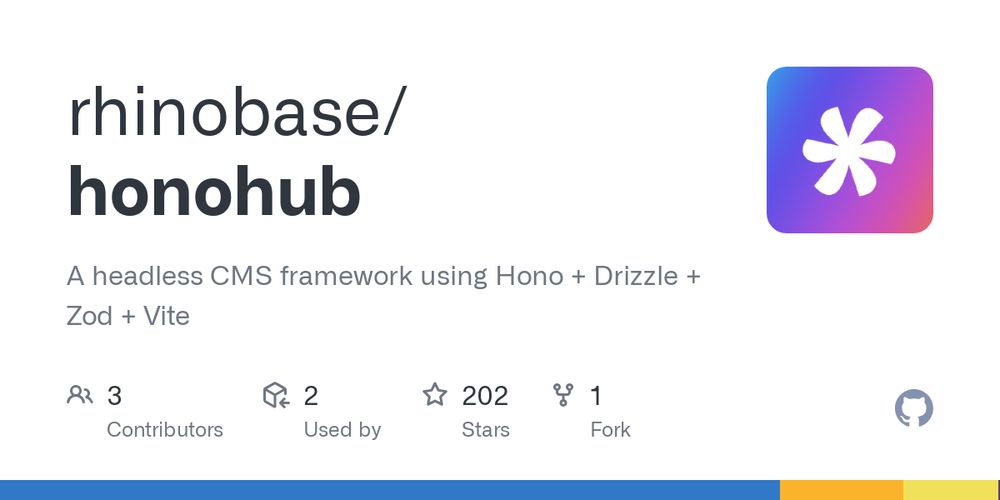 GitHub - rhinobase/honohub: A headless CMS framework using Hono + Drizzle + Zod + Vite