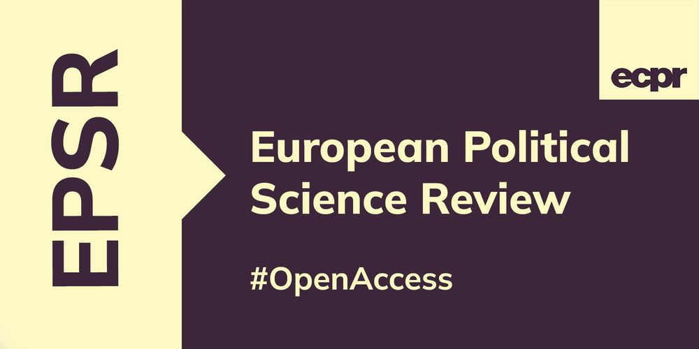 Logo of the European Political Science Review, featuring the acronym 'EPSR' in large letters, and the full name below it. The text "#OpenAccess" is displayed at the bottom. The color scheme includes dark beige and purple.