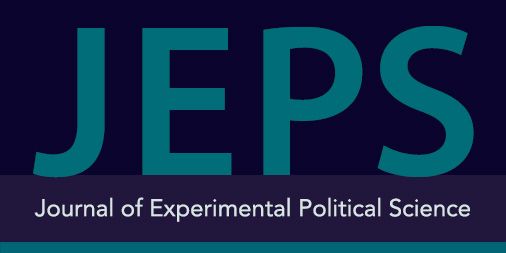 Logo of the Journal of Experimental Political Science, featuring the acronym "JEPS" in large teal letters on a dark blue background.