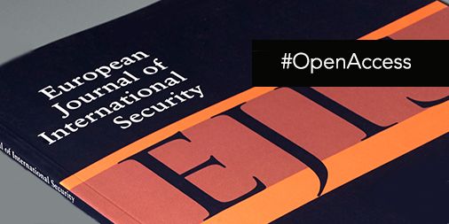 A close-up of the "European Journal of International Security" with a hashtag 'OpenAccess' displayed on a corner.