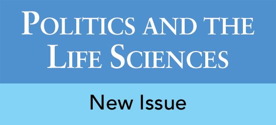 Banner for Politics and the Life Sciences journal announcing a new issue.