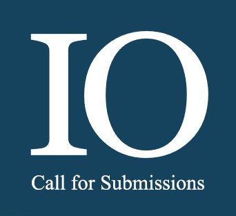 Logo with the text 'IO Call for Submissions' on a navy blue background.