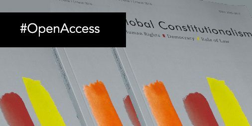 Image of colorful stripes in a journal titled "Global Constitutionalism," with a hashtag #OpenAccess visible at the top.