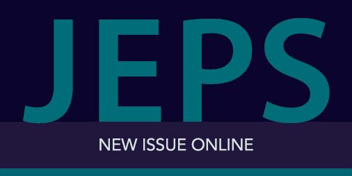 Promotional banner for JEPS announcing a new issue available online, featuring bold white text on a dark blue background.