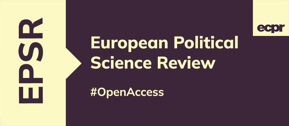 Logo of the European Political Science Review, featuring the acronym EPSR in bold letters, next to the full name spelled out, with a hashtag OpenAccess at the bottom right.