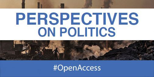 Logo for Perspectives on Politics above an image depicting industrial smokestacks with visible emissions against a dreary sky, tagged with #OpenAccess.