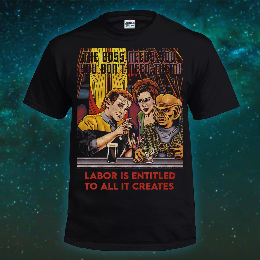 The same image on a black t-shirt