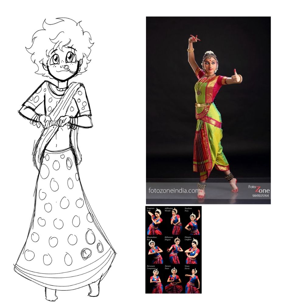 A male oc of mine in classical Indian dance clothing