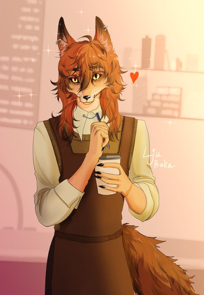 Anthro fox barista who is taking your coffee order