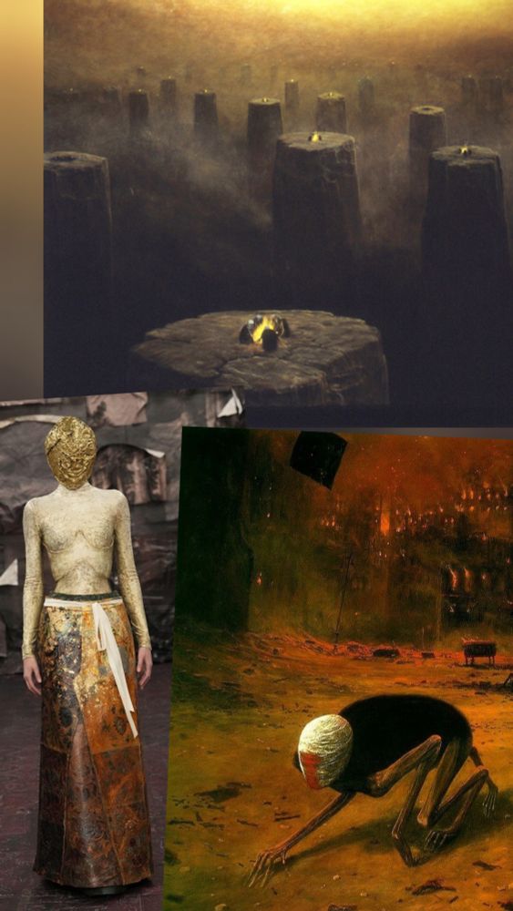 paintings by Beksinski and picture of the Maison Margiela design 