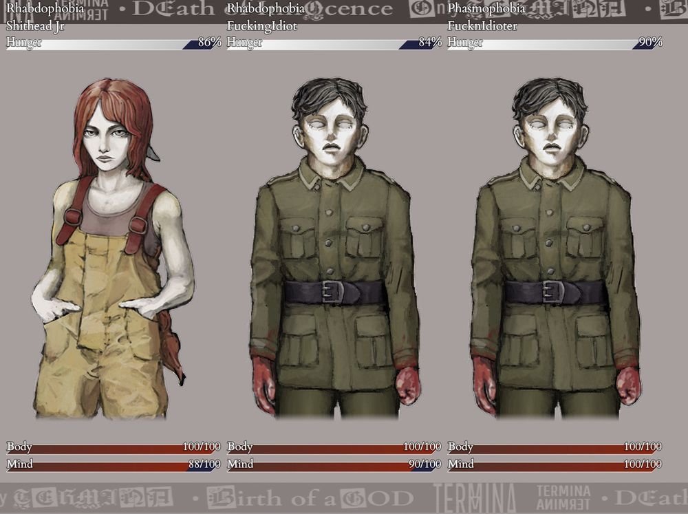 Me (Named Shithead Jr. ((It’s a long story))) and my two undead ghoul goons (named FuckingIdiot and FucknIdioter)