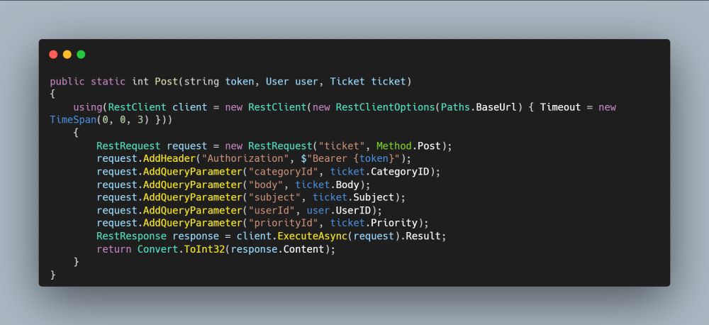RestSharp connection method for JitBit API. Sean Page, 2025