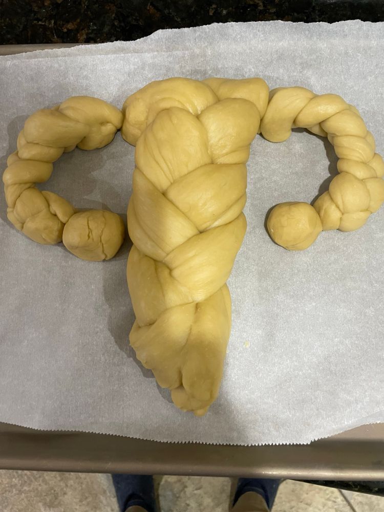 Unbaked uterus challah for Reproductive Shabbat