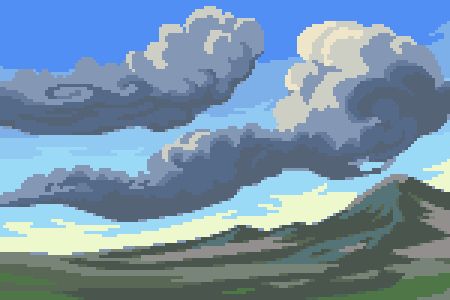 Clouds above a mountain.